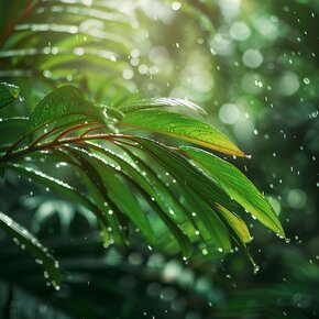 Gentle Tropical Rain on Leaves cover art